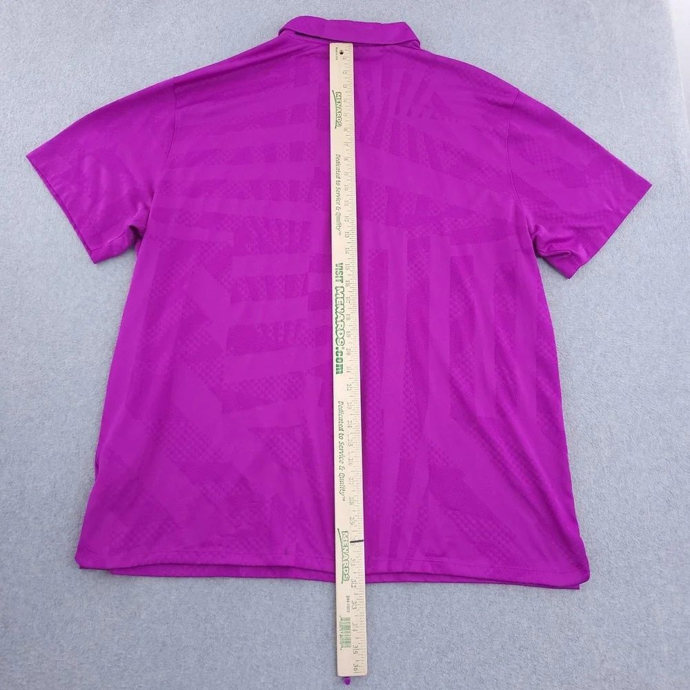 Nike Dri-FIT Polo Shirt Mens 2XL Purple Geometric Golf Performance Wear Top